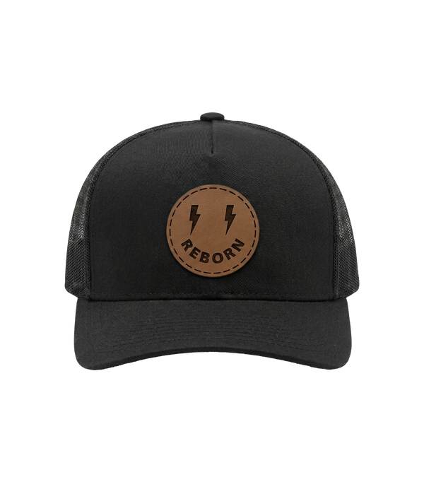 Reborn Smiley Leather Patch Hat front