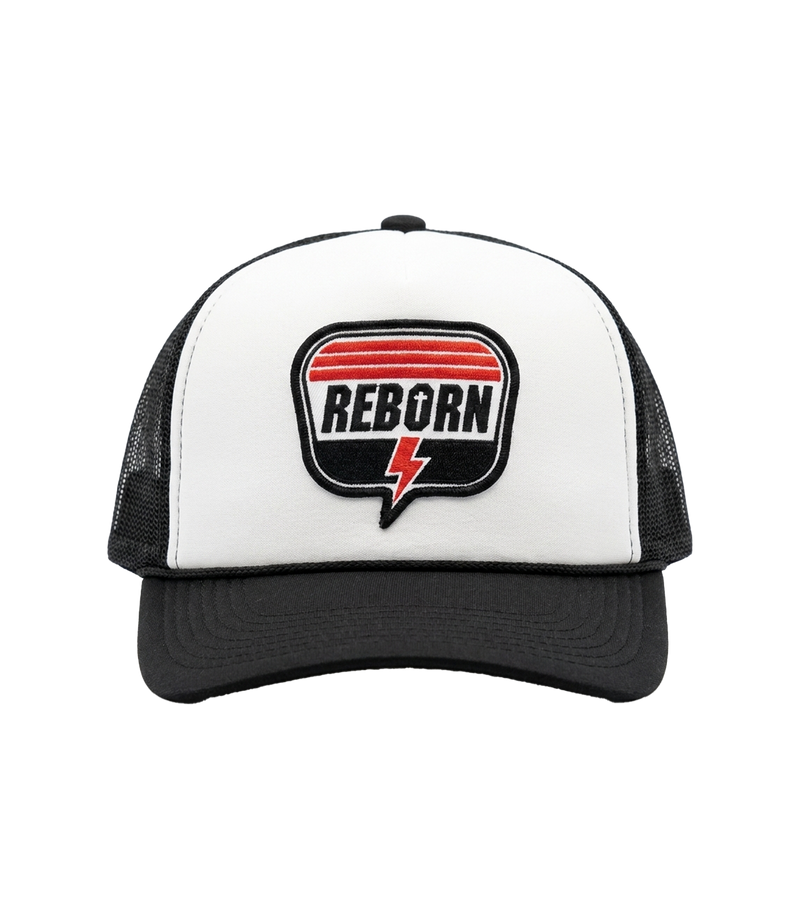 Reborn Moto Foam Trucker Hat front