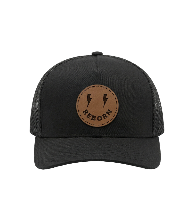 Reborn Smiley Leather Patch Hat front